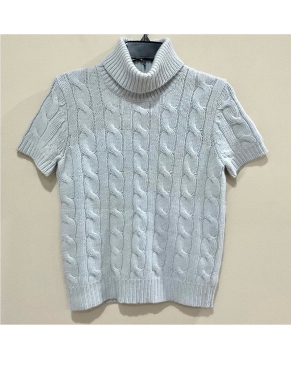 Lauren Ralph Lauren Cashmere Angora Wool Cable Knit S/Sleeve Turtleneck Sweater